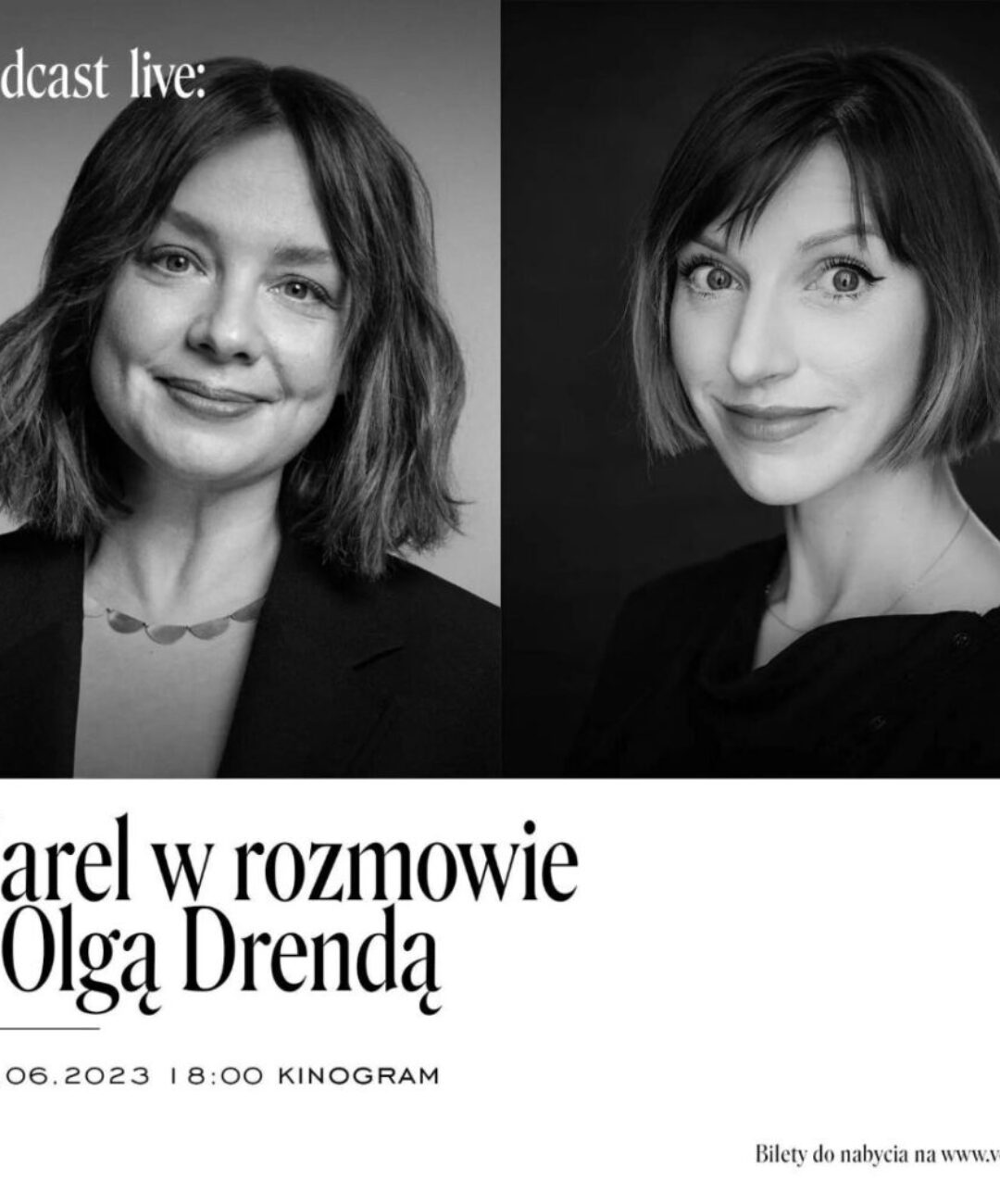 „Wehikuł Harel” z Olgą Drendą – podcast na żywo w kinie KinoGram